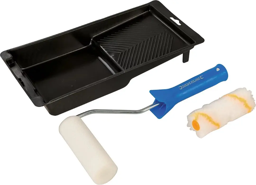 Silverline Mini Roller & Tray Set 100mm - 4 Stuks - Zwart