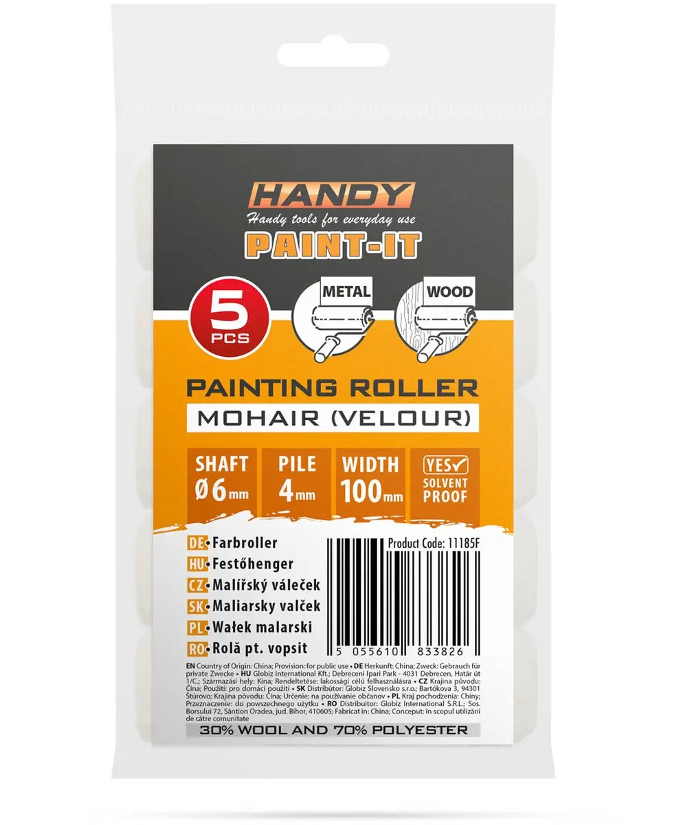 Handy Verfrollers Mohair/Velours 100mm - 5 Stuks - Beige