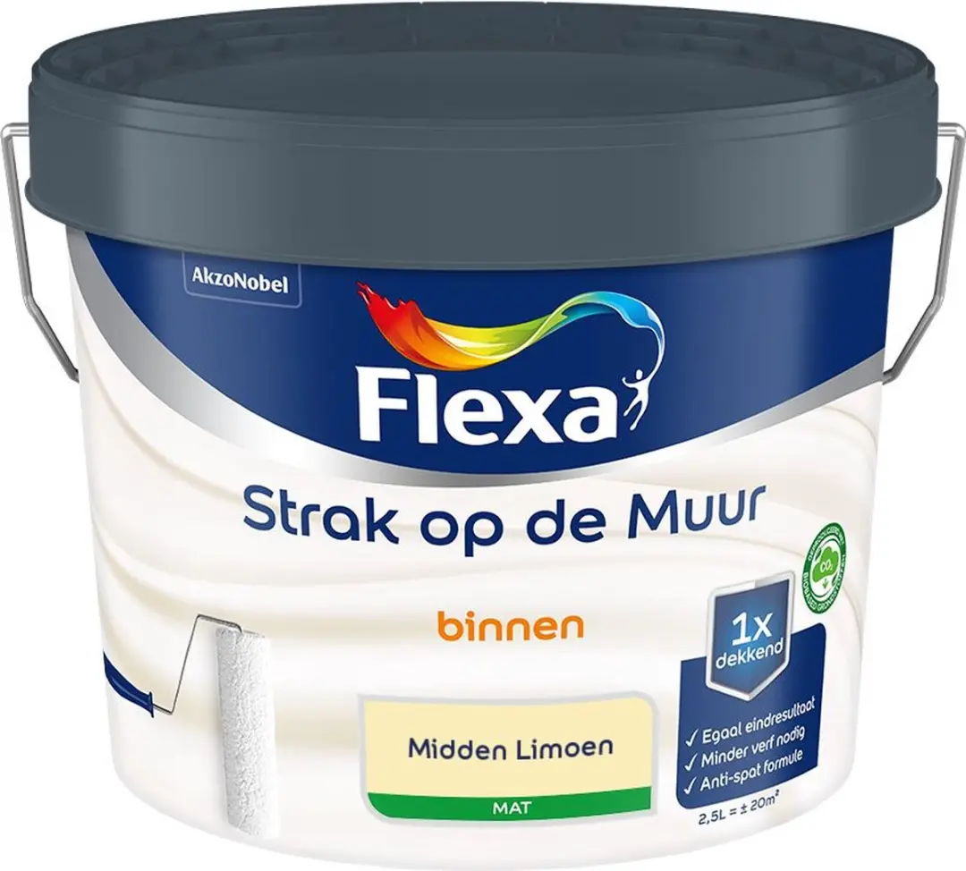 Flexa Strak Op De Muur Binnen Mat Midden Limoen Mengverf 2,5L
