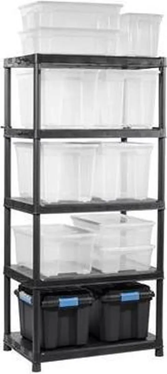 Keter Kunststof Opbergrek 9505000-0022 - 5 Planken - 60x90x187cm - Zwart