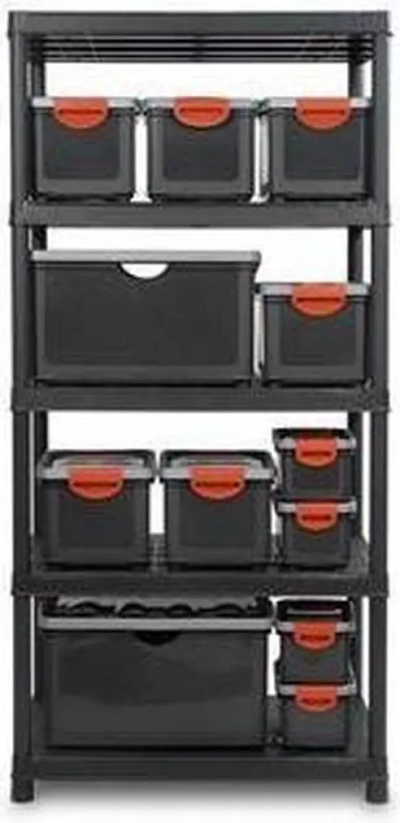 Keter Kunststof Opbergrek 9505000-0022 - 5 Planken - 60x90x187cm - Zwart