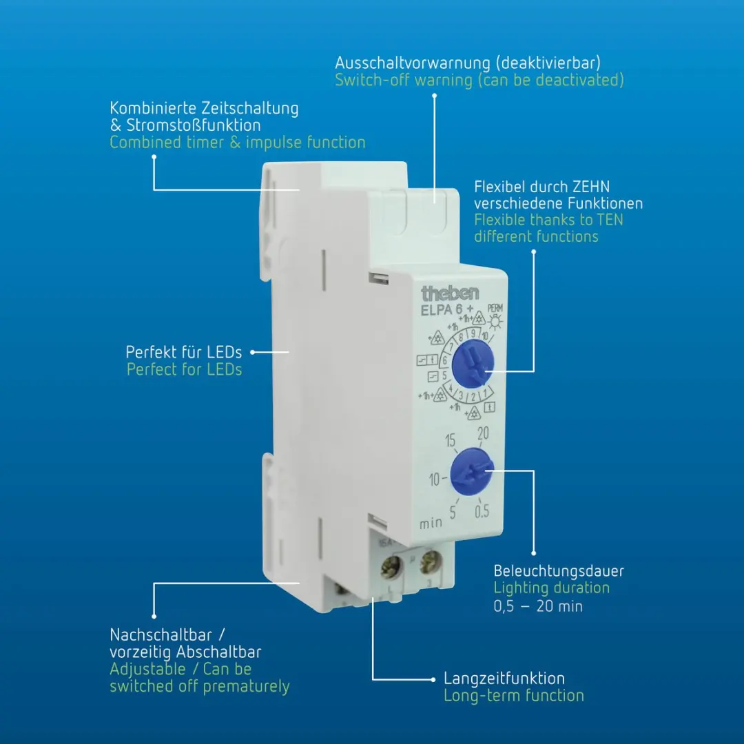 Theben ELPA 6 plus Elektronische Trappenhuistimer 300W - Wit