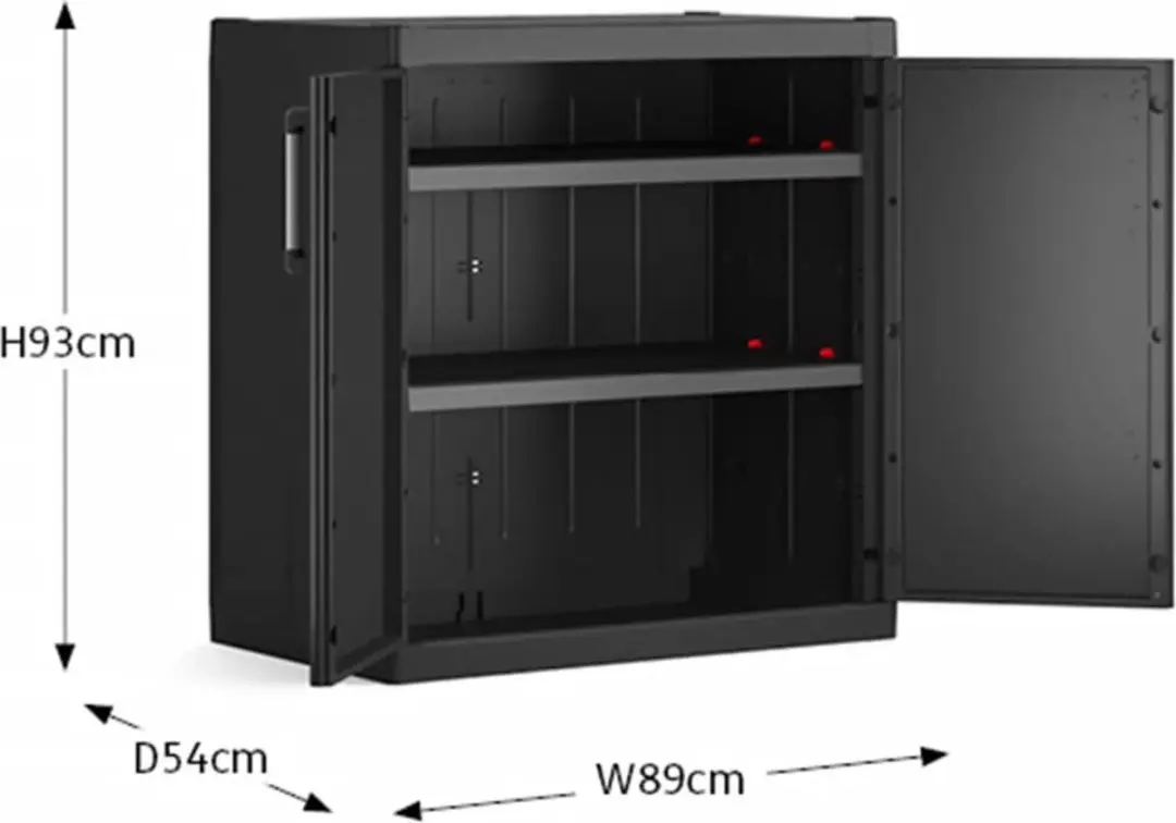 Keter Detroit XL Lage Kast 2 Planken - 89x54x93cm - Zwart - afbeelding 6 van 6