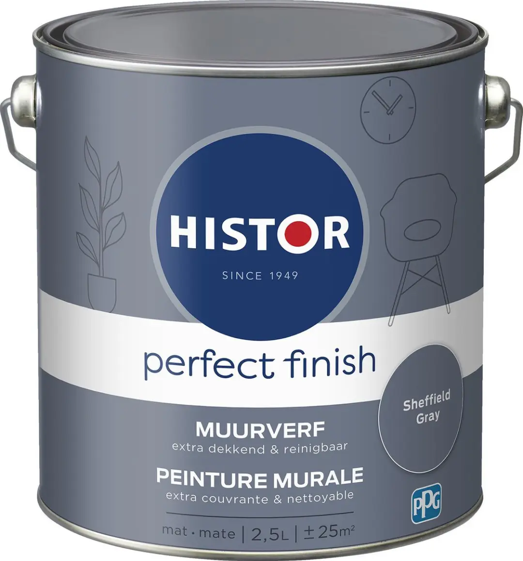 Histor Perfect Finish Muurverf Mat 2.5L - Sheffield Gray