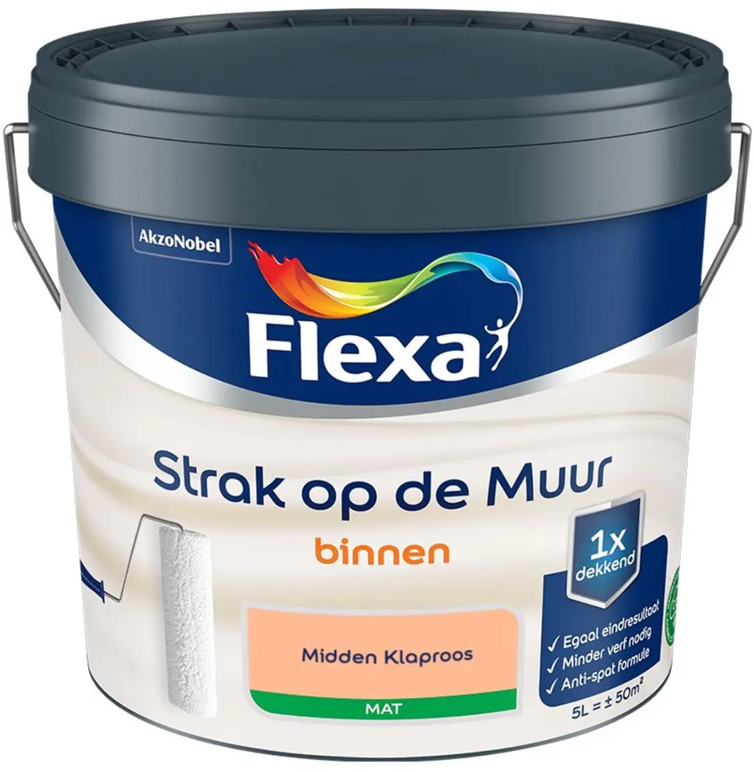 Flexa Strak Op De Muur Binnen Mat Midden Klaproos Mengverf 5L