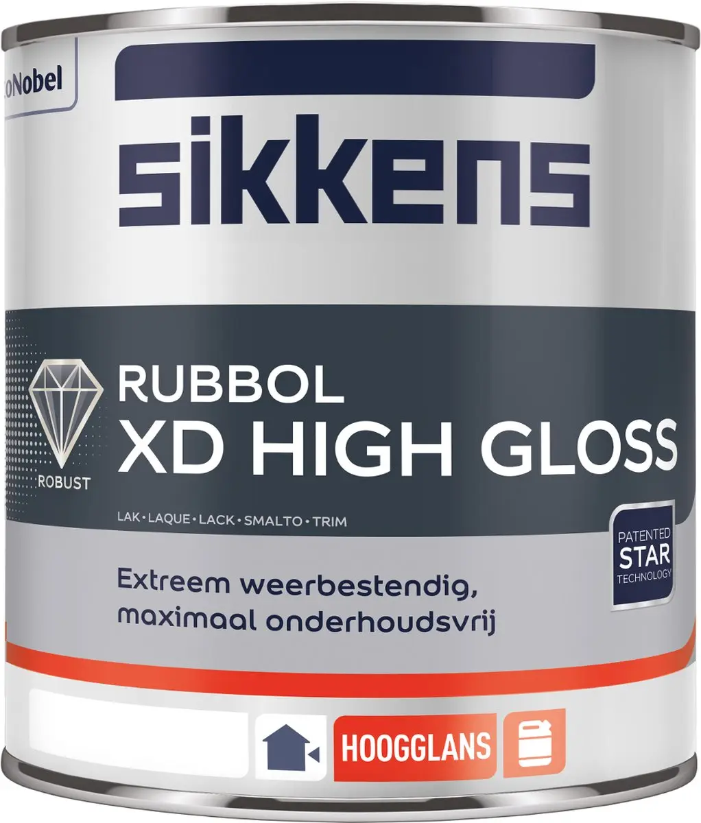 Sikkens Rubbol XD High Gloss Zwart 1L
