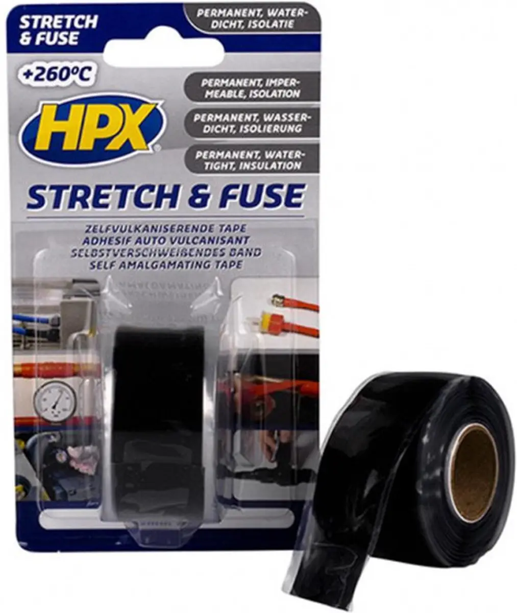 HPX Stretch & Fuse Zelfvulkaniserende Tape 25mm x 3m - Zwart