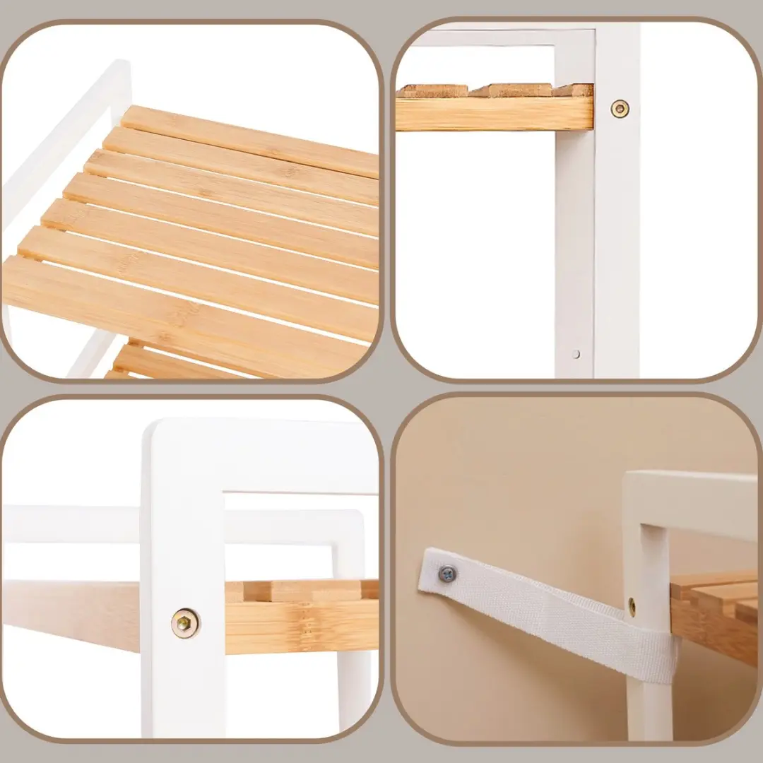 Songmics Bamboe Opbergrek 5 Planken - Naturel/Wit - afbeelding 4 van 6