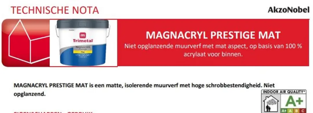 Trimetal Magnacryl Prestige Mat Muurverf RAL 9001 2.5L