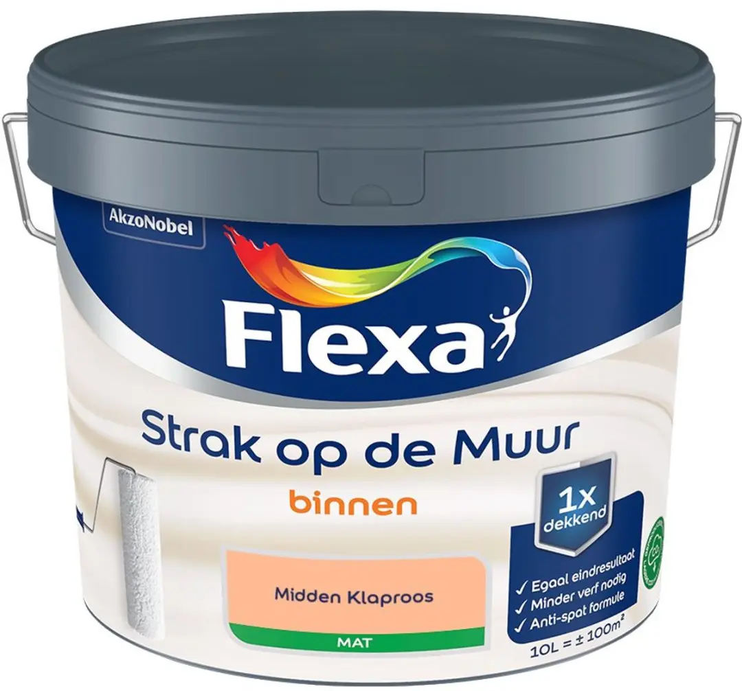 Flexa Strak Op De Muur Binnen Mat Mengverf Midden Klaproos 10L