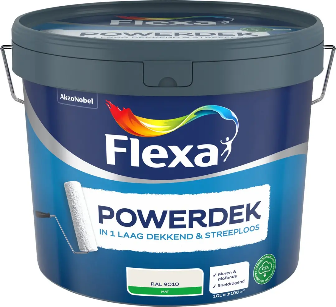 Flexa Powerdek Muren & Plafonds 10L - Gebroken wit