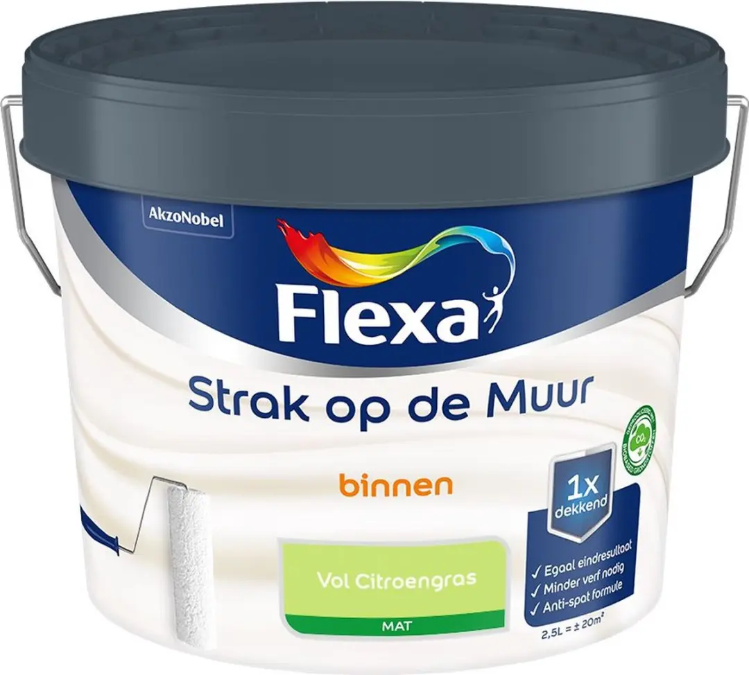 Flexa Strak Op De Muur Binnen Mat Vol Citroengras Mengverf 2,5L