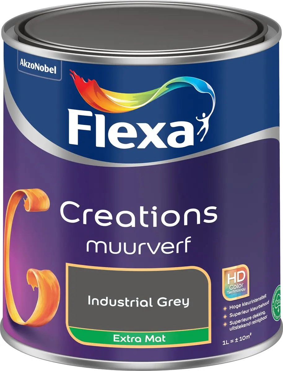 Flexa Creations Muurverf Extra Mat Industrial Grey 1L