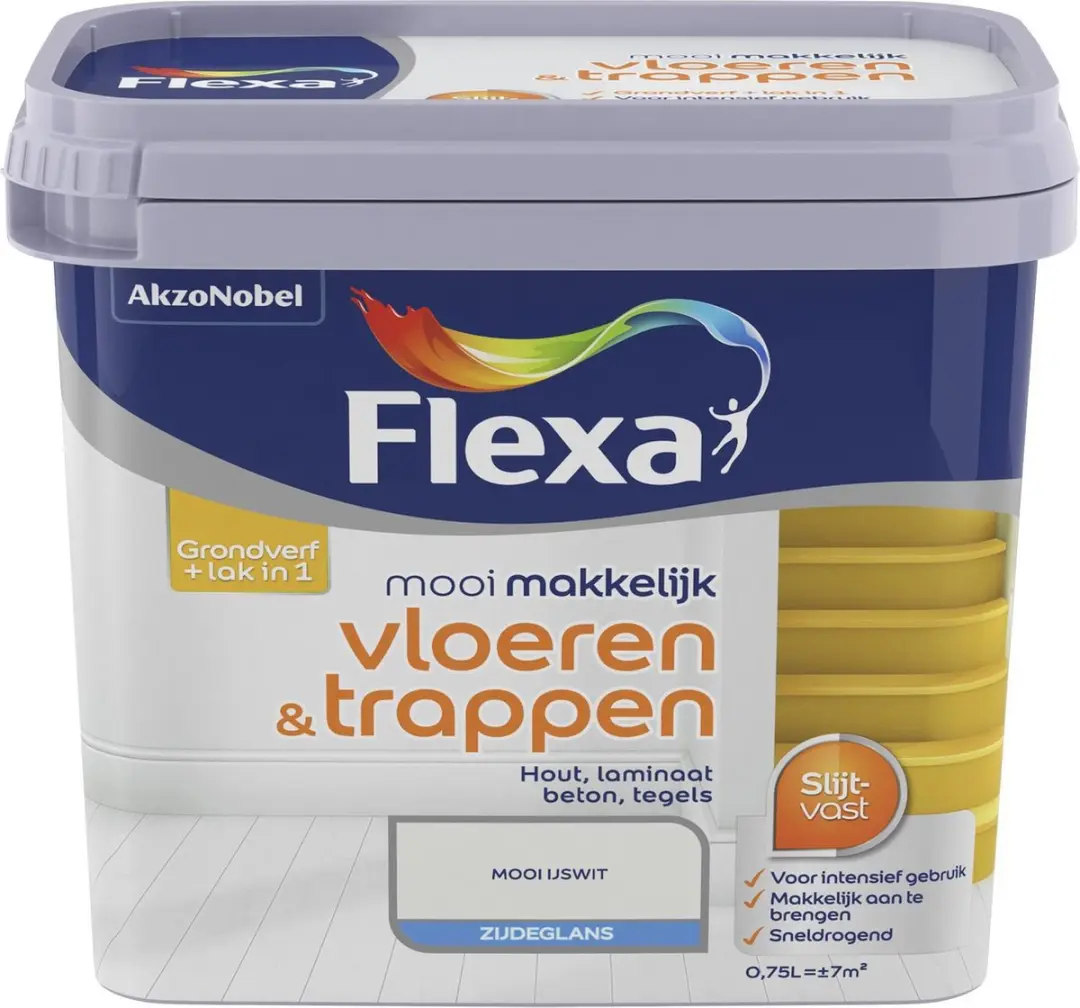 Flexa Mooi Makkelijk Vloeren & Trappen Zijdeglans Fris Wit 750ml