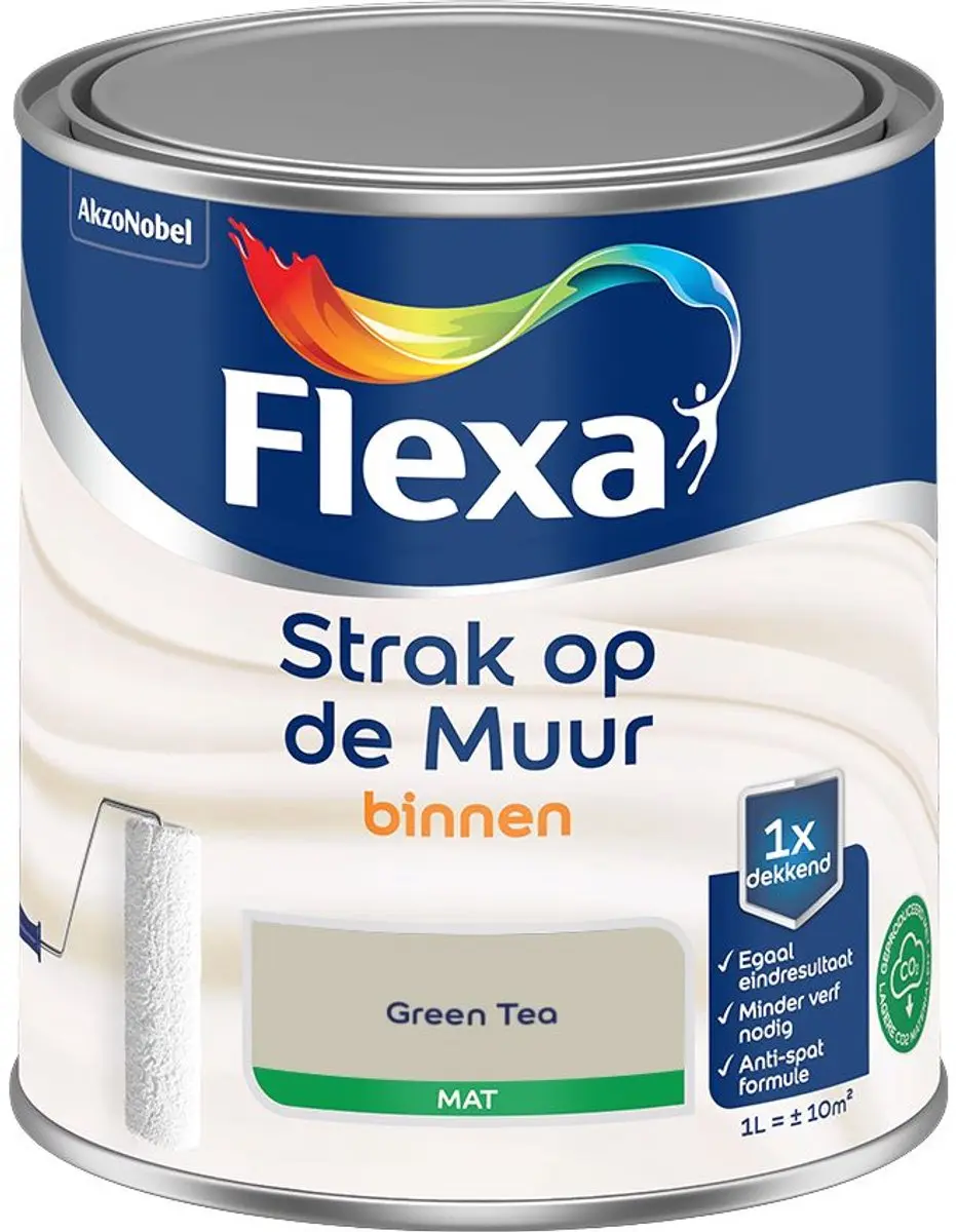 Flexa Strak Op De Muur Binnen Mat Green Tea Mengverf 1L
