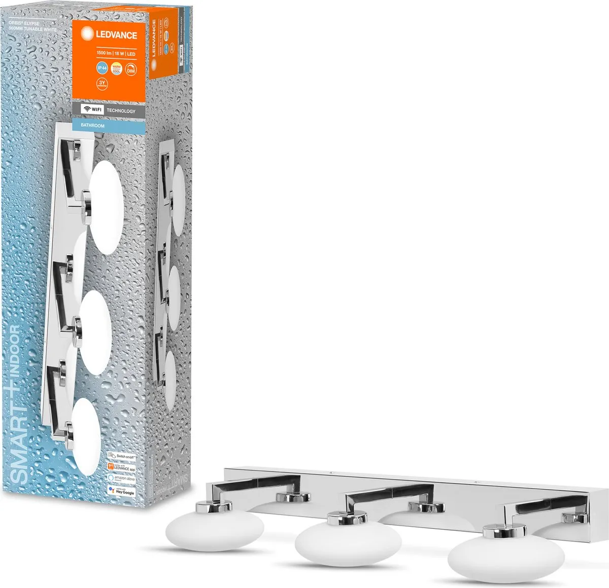 LEDVANCE BATHROOM Decorative Plafondlamp - 18W Tunable White - IP44 - Zilver