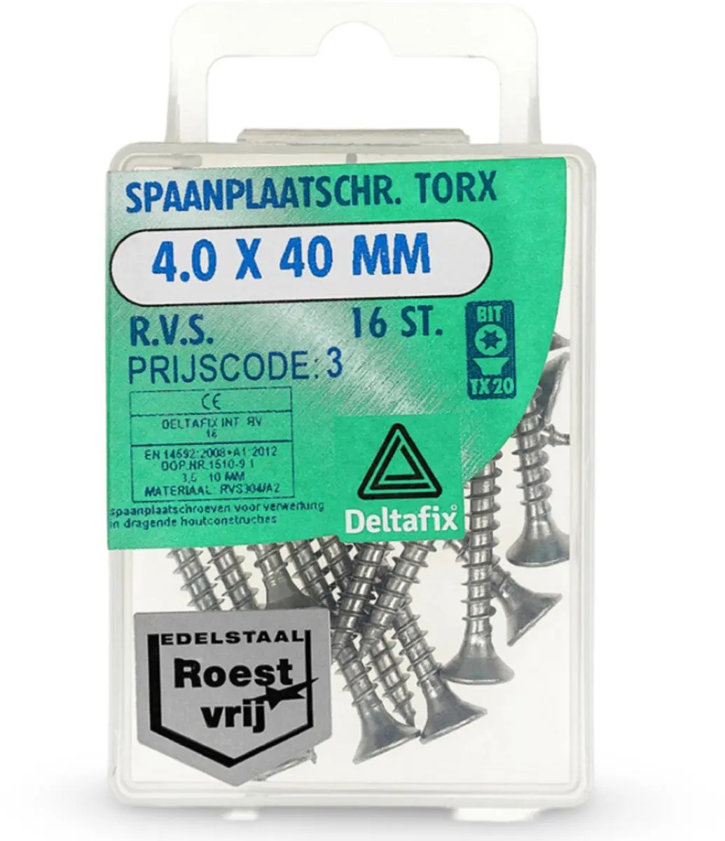 Deltafix Torx Schroeven 3,0x25mm RVS - 100 Stuks