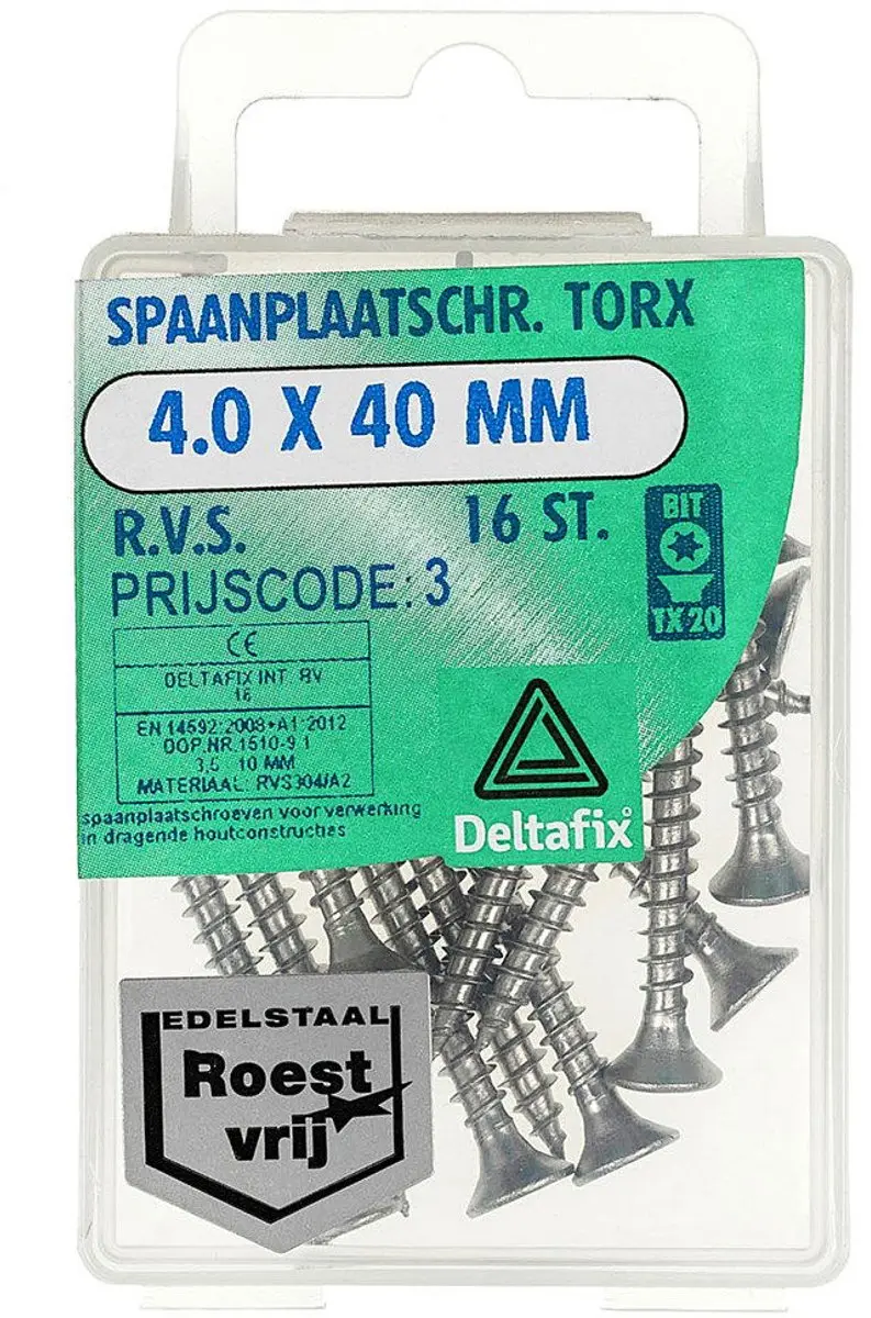 Deltafix Torx Schroeven 3,0x25mm RVS