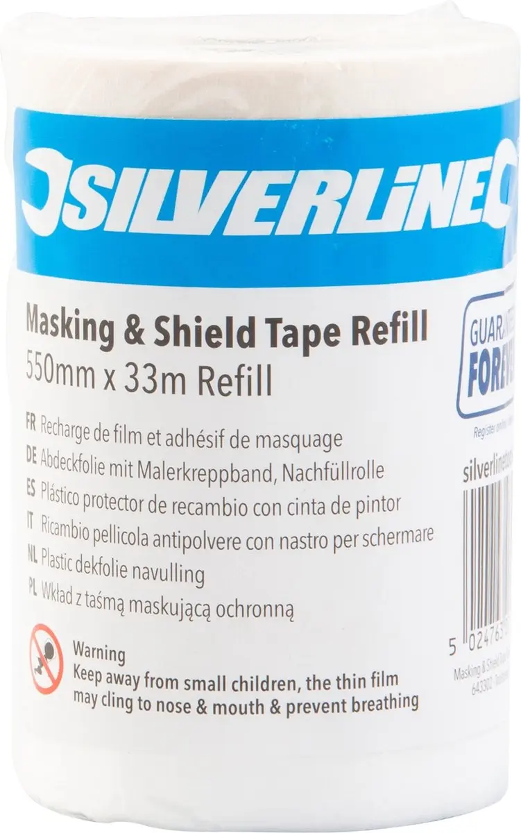 Silverline Plastic Dekfolie Navulling 55cm x 33m - Naturel