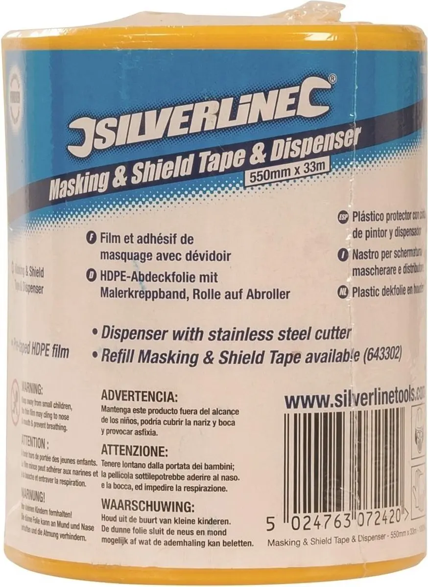 Silverline Plastic Dekfolie Navulling 55cm x 33m - Naturel