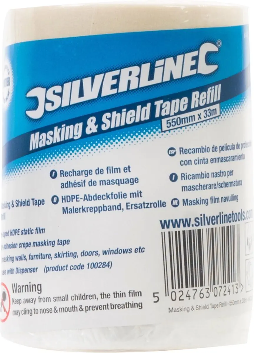 Silverline Plastic Dekfolie Navulling 55cm x 33m - Naturel
