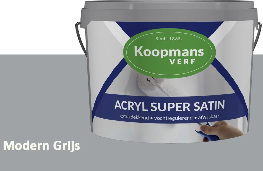 Koopmans Acryl Super Satin Zijdeglans Muurverf 1L - Modern Grijs