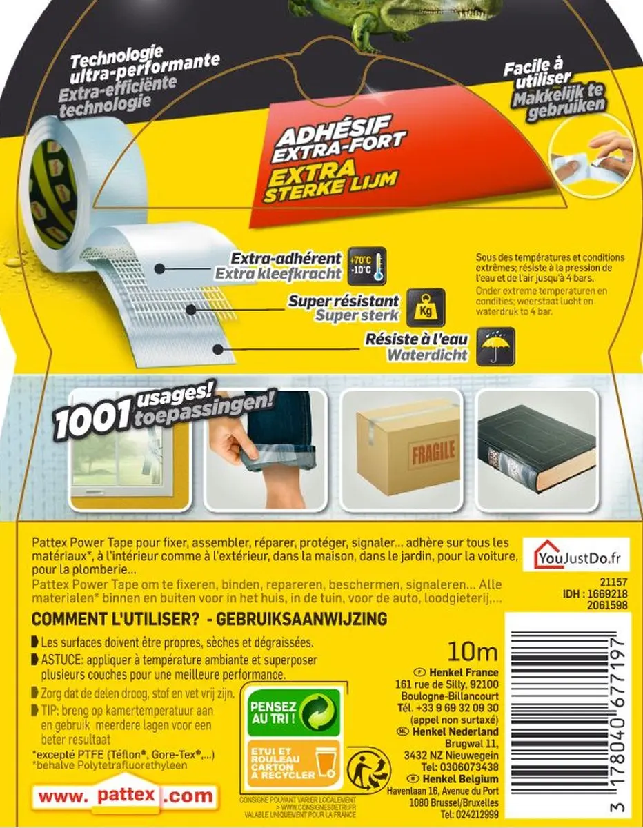 Pattex Power Tape 10m Transparant