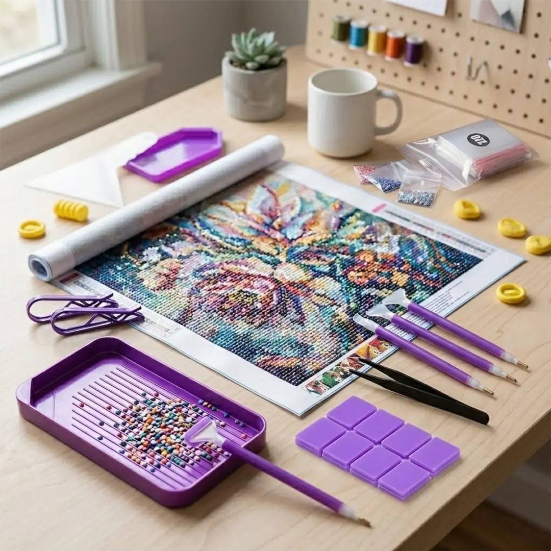 NUVEX Diamond Painting Set Paars - 40 Vakken Compleet