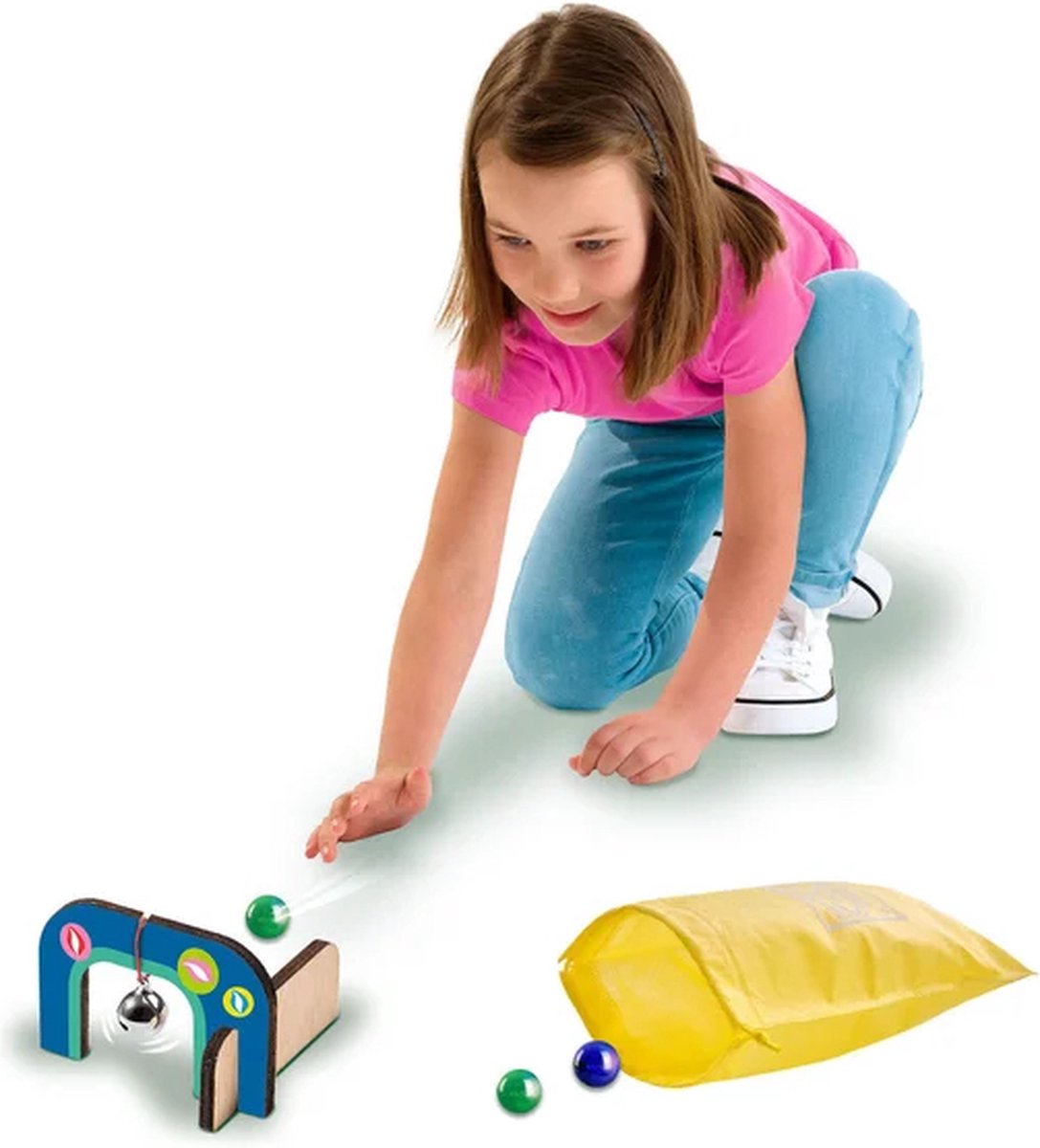 SES - Knikker Golf Parcours - maak je eigen parcours - overal te spelen - met handige knikkerzak - Knikkeren