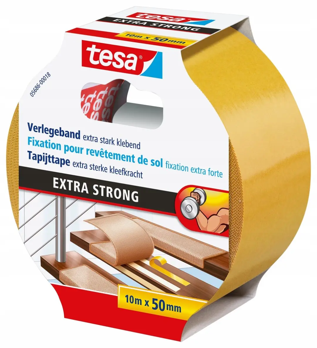 Tesa Extra Strong Dubbelzijdig Tapijttape 10m x 50mm - Wit