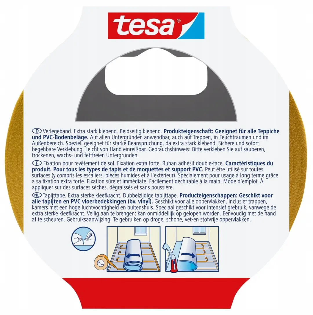 Tesa Extra Strong Dubbelzijdig Tapijttape 10m x 50mm - Wit