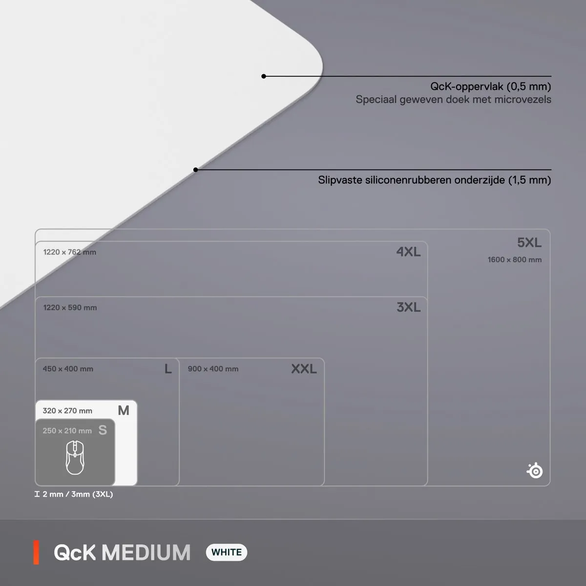 SteelSeries QcK Medium Gaming Mousepad 320x270mm Wit