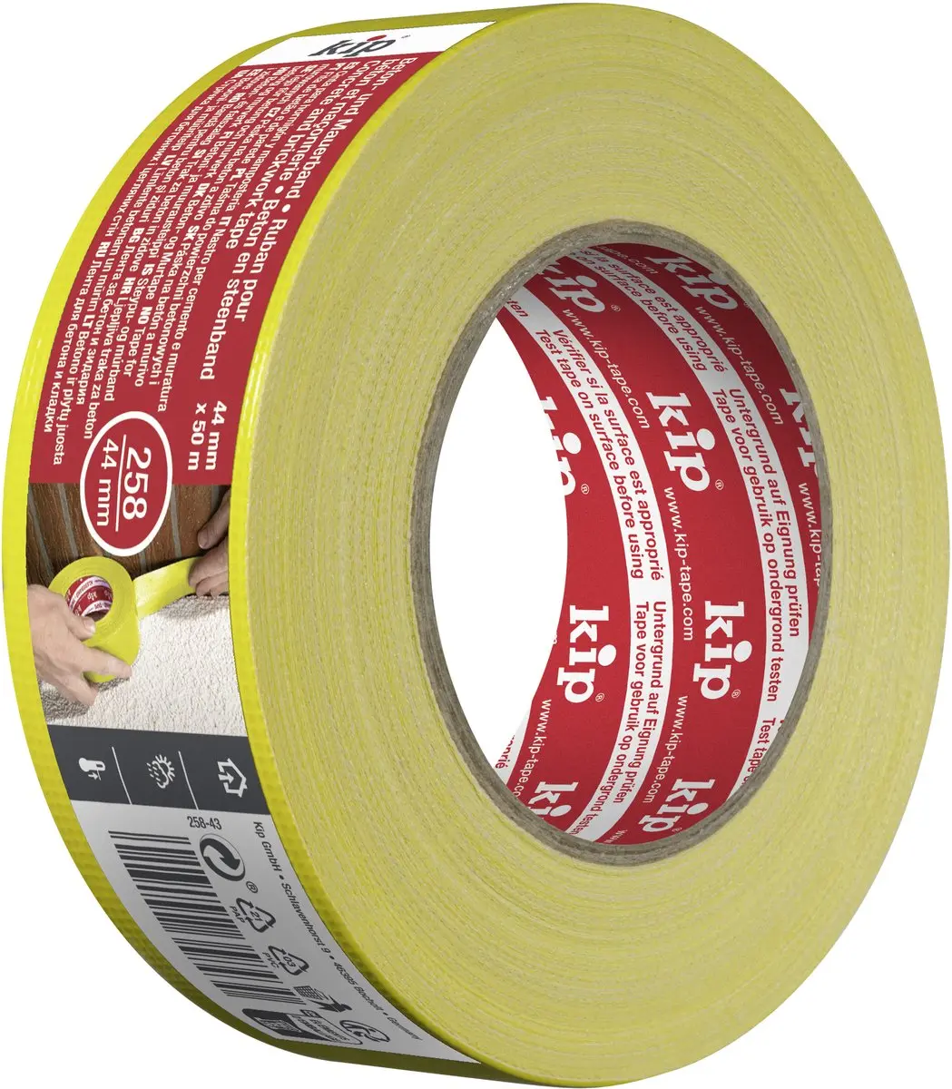 Kip Beton-/Muurtape Geel 44mm x 50m