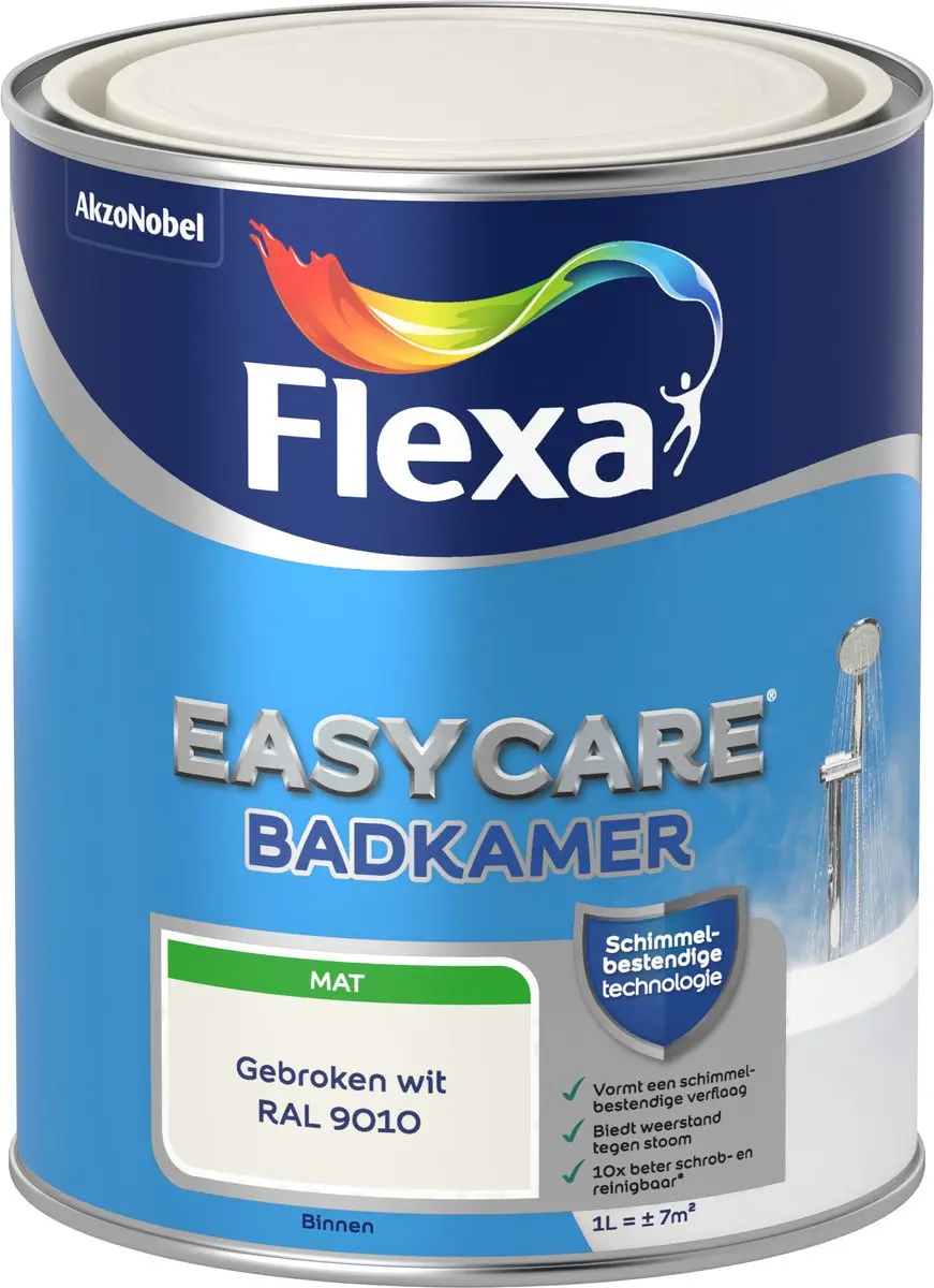 Flexa Easycare Badkamerverf 1L - Gebroken wit