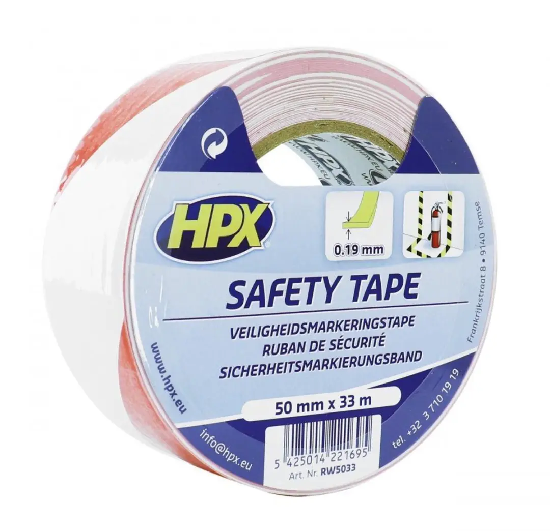 HPX Veiligheidstape 50mm x 33m - Rood/Wit