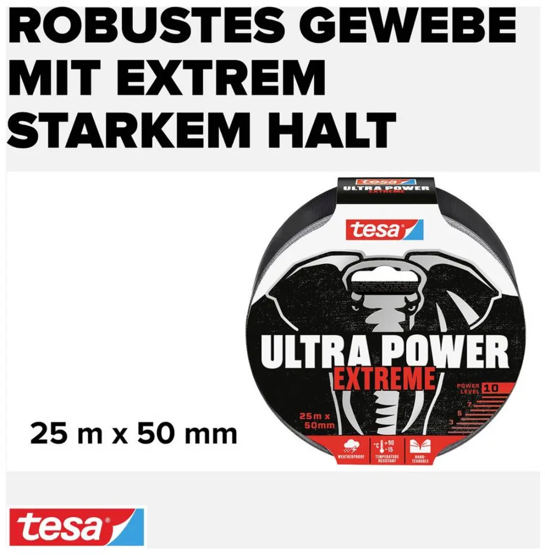 Tesa Ultra Power Extreme Reparatietape 25m x 50mm - Zwart