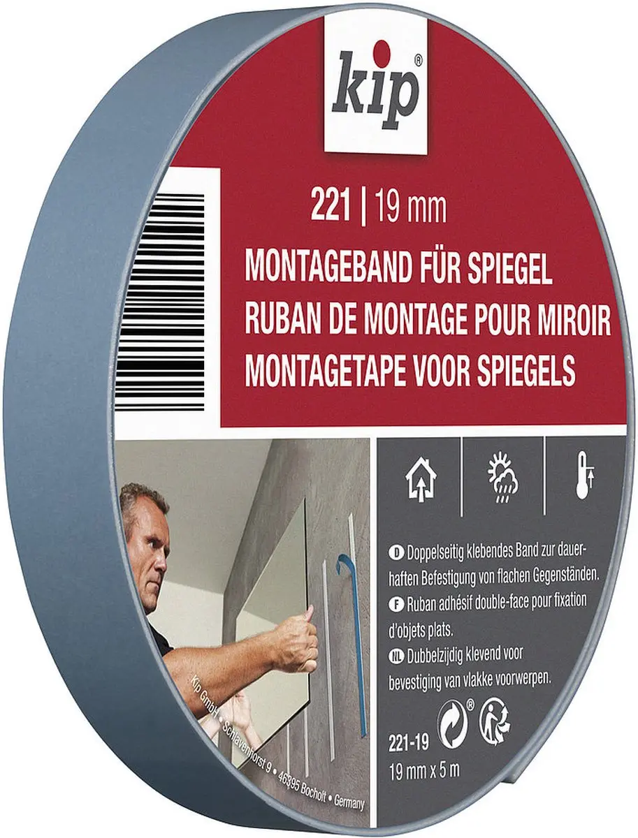 Kip Spiegelband Montagetape Blauw 19mmx5m
