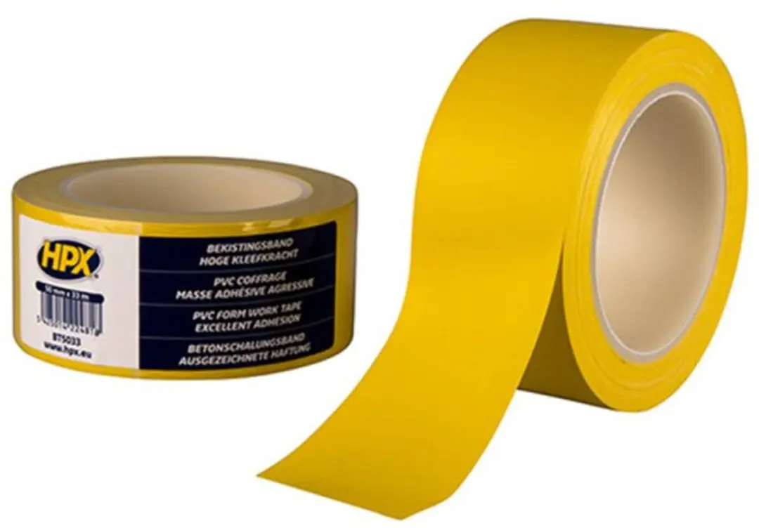 HPX PVC Bekistingsband 50mm x 33m - Geel