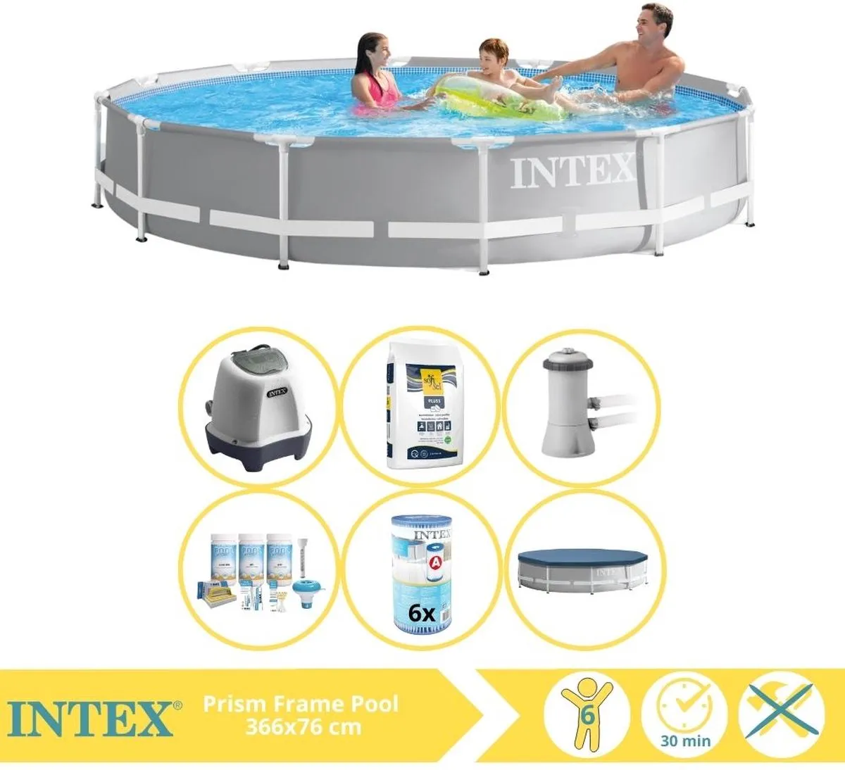 Intex Prism Frame 26712GN Opzetzwembad 366x76cm - Grijs/Wit - afbeelding 3 van 6