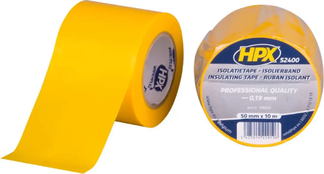 HPX PVC Isolatietape Geel 50mm x 10m