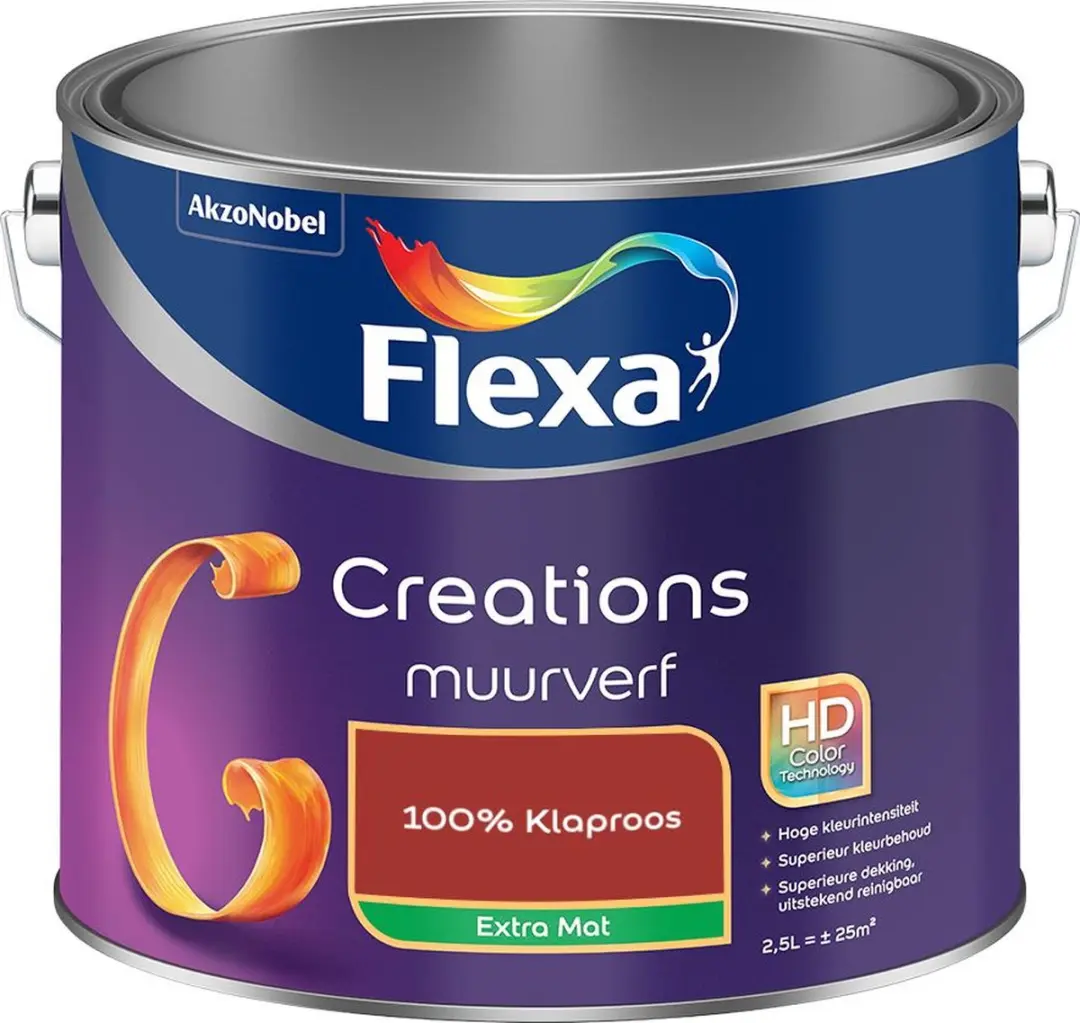 Flexa Creations Muurverf Extra Mat 100% Klaproos - 2,5L