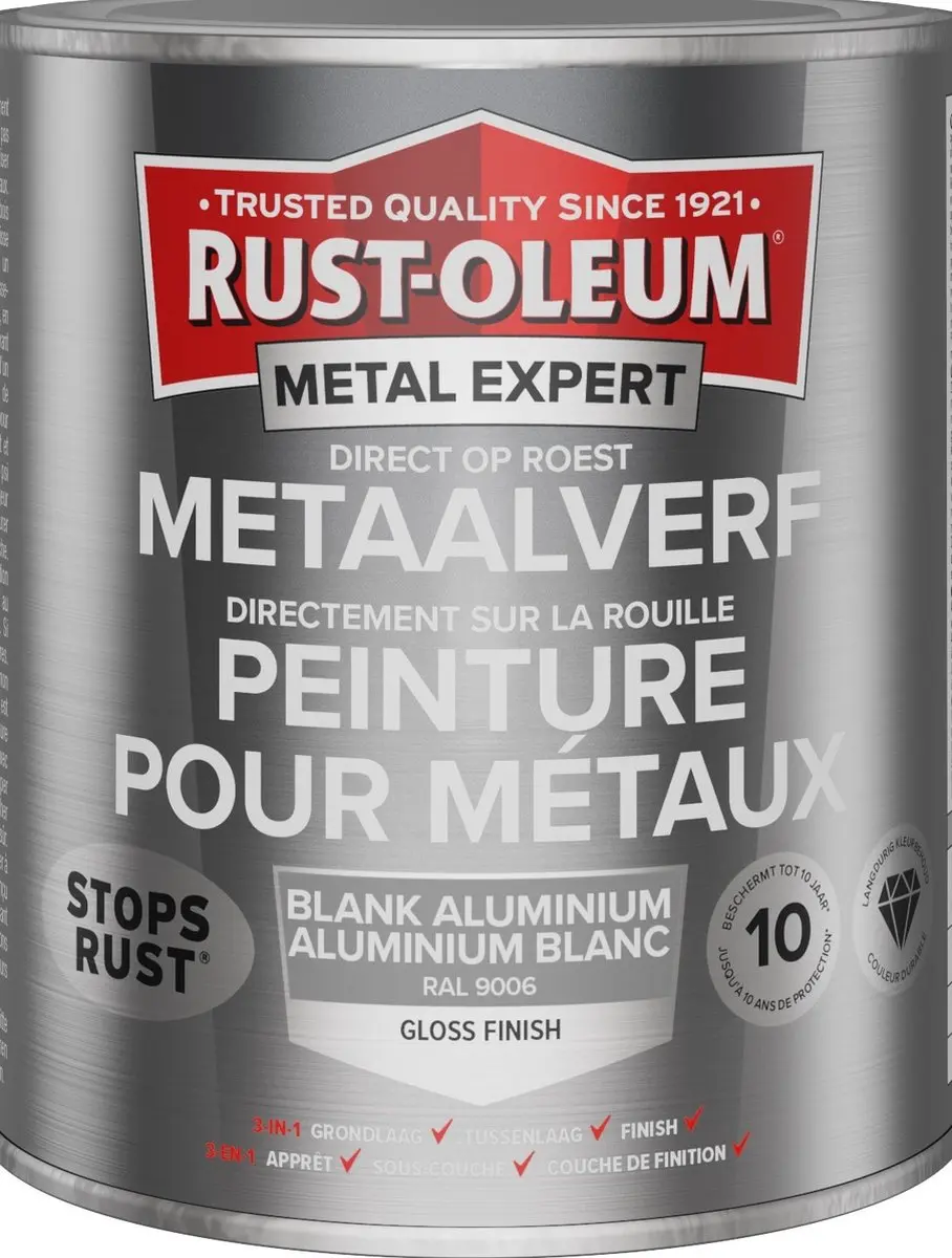 Rust-Oleum Metal Expert Direct Op Roest Metaalverf 250ml - RAL 9006 Zilver