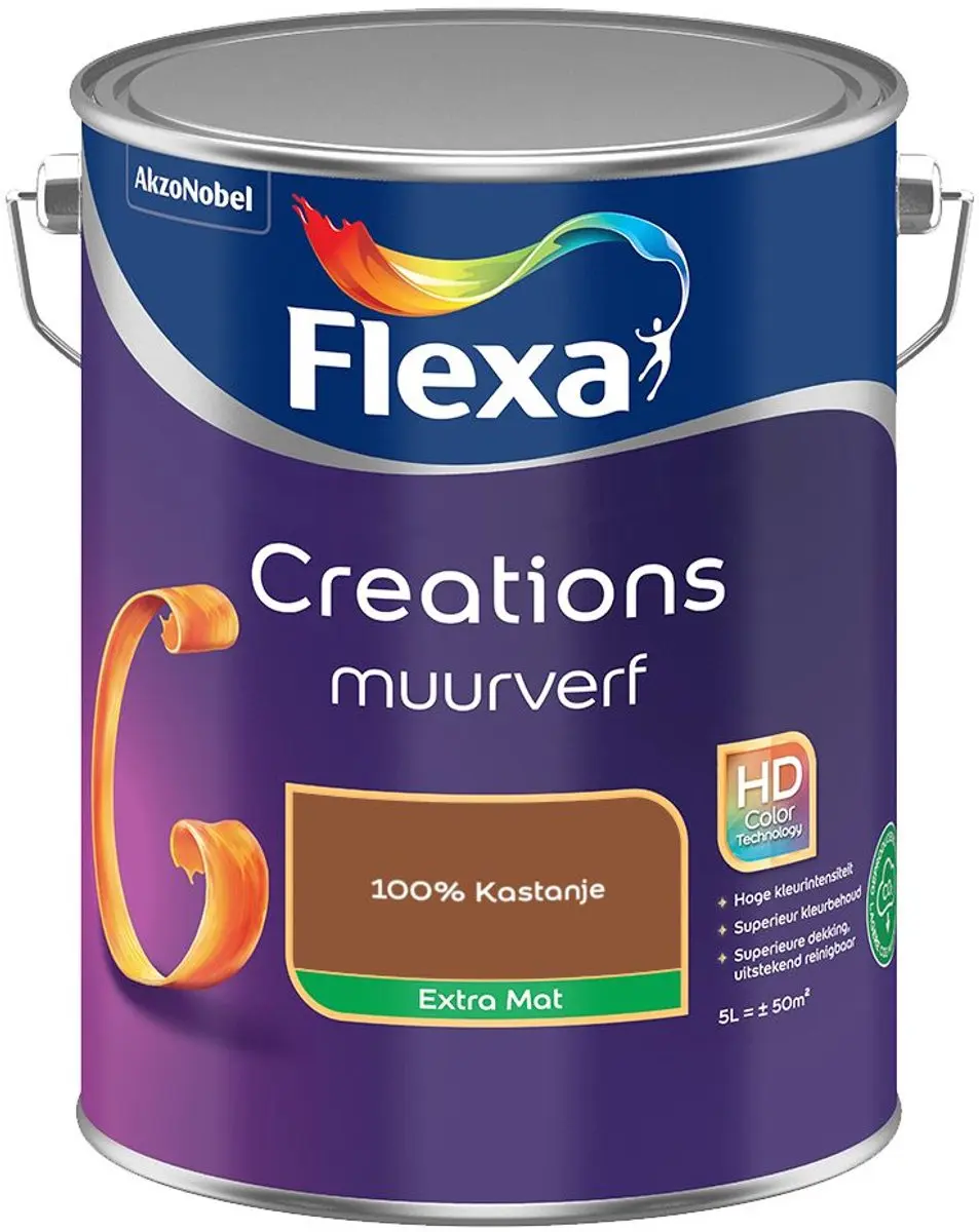 Flexa Creations Muurverf Extra Mat 100% Kastanje - 5L