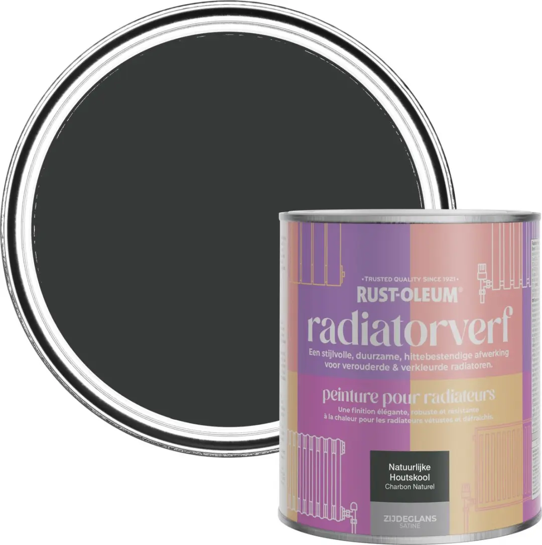 Rust-Oleum Radiatorverf Zijdeglans Natuurlijke Houtskool 750ml