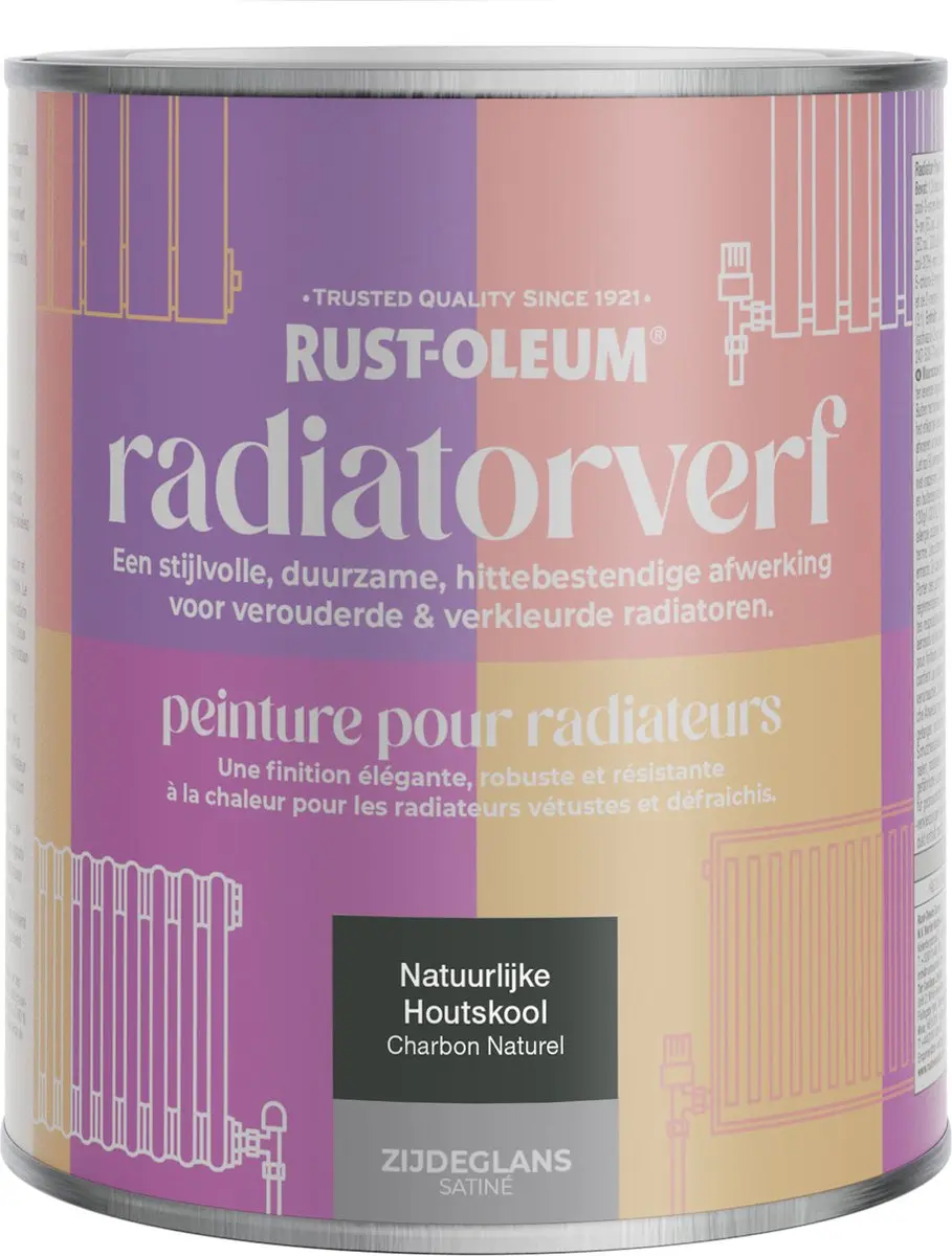 Rust-Oleum Radiatorverf Zijdeglans Natuurlijke Houtskool 750ml