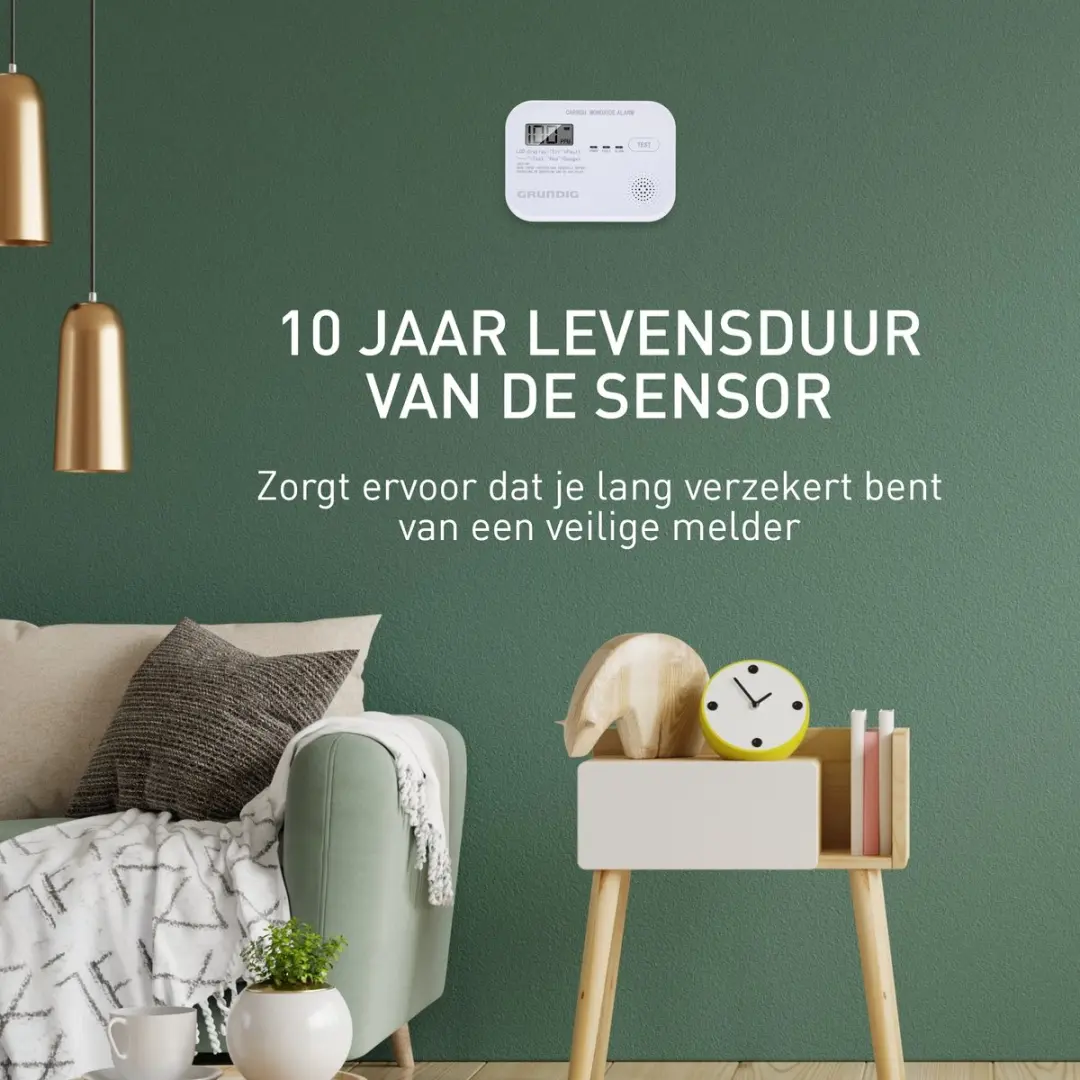 Grundig CO Melder 10 Jaar Batterij - Wit