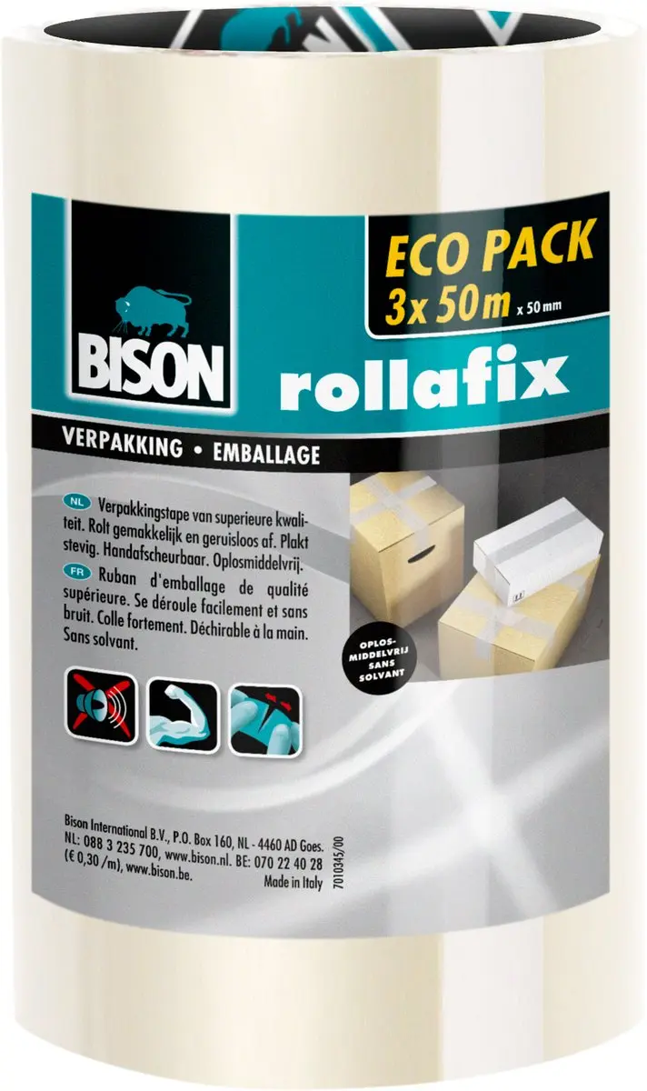 Bison Rollafix Verpakkingstape Transparant 50m x 5cm