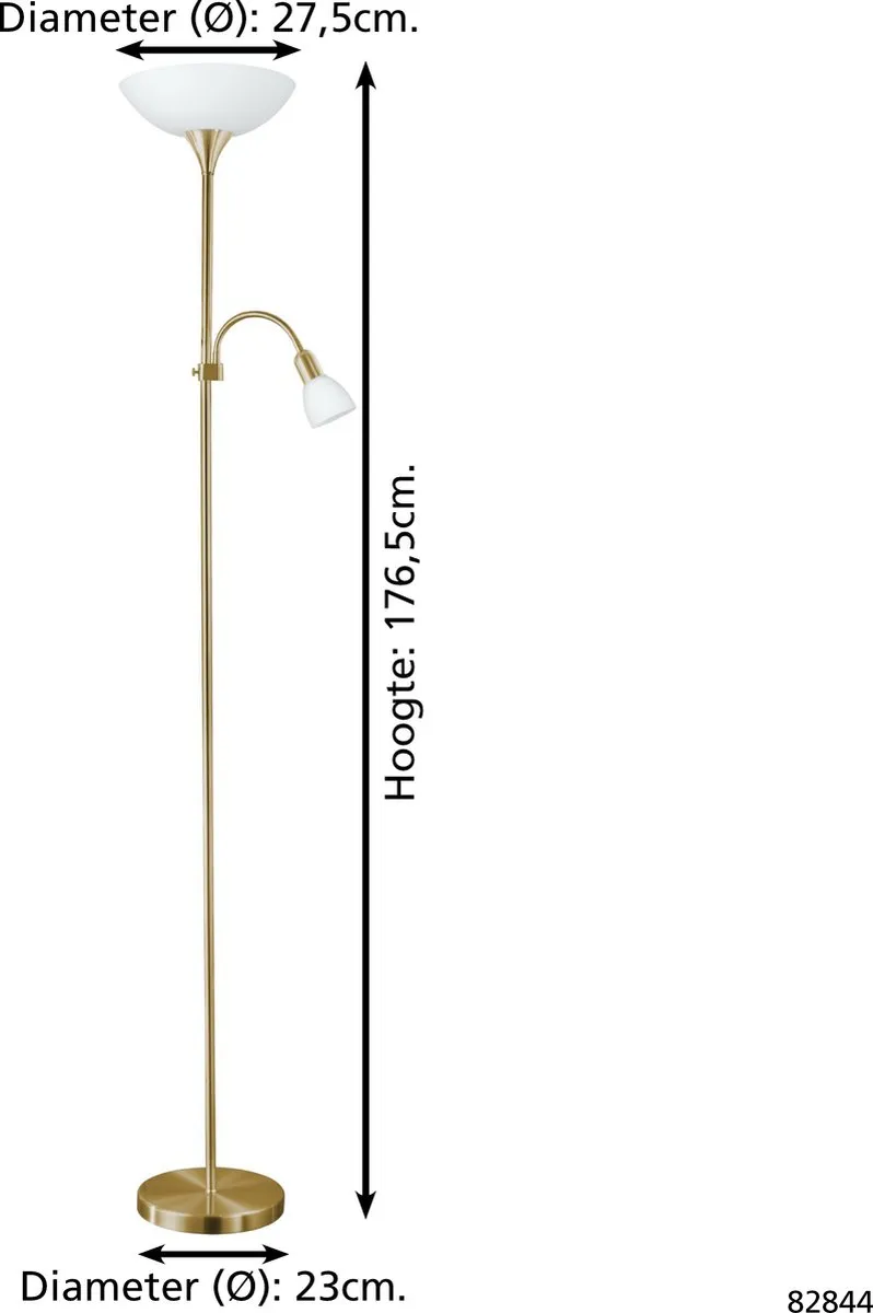 Eglo Up 2 Vloerlamp 176,5cm - Grijs/Wit - afbeelding 6 van 6