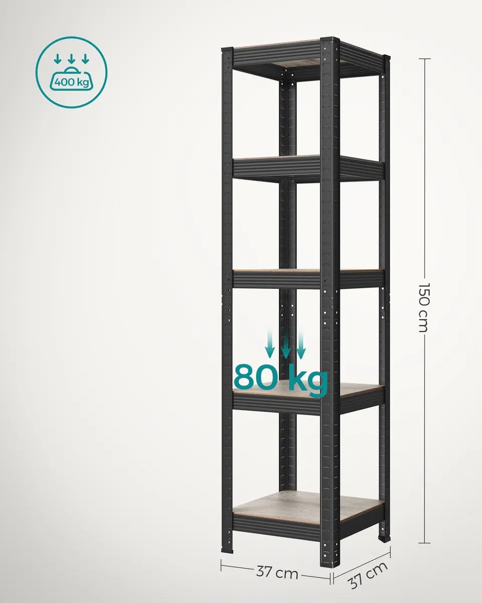 Songmics Stellingkast 5 Niveaus Greige-Zwart - afbeelding 2 van 6