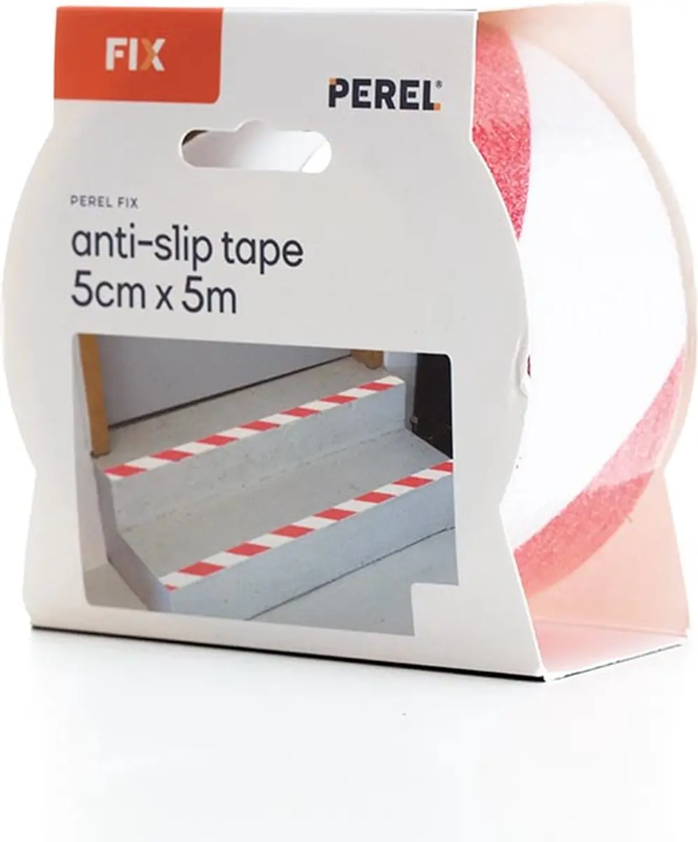 Perel Antisliptape 5m x 5cm - Rood/Wit